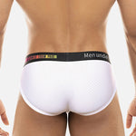 Men's Mesh Briefs With Colorful Spliced Lines