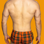 2 Pack Men's Button Fly Plaid Print Comfort Breathable Trunks