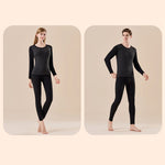Men's Antibacterial Thickened Brushed Slimming Horizontal Stripe Design Thermal Sets