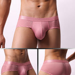 4 Pack Men's Breathable Mesh Solid Sheer & Sexy Wide Waistband Briefs