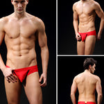 3 Pack Men's Breathable Separate Pouch Low-Rise Briefs with Openable Front Pouch