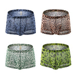 4 Pack Leopard Print See-through Mesh Trunks