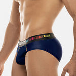 Men's Mesh Briefs With Colorful Spliced Lines
