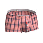 2 Pack Men's Cotton Plaid Boxers with 3D U-Pouch and Button Fly