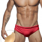 Men's Seamless Comfort Solid Color Shiny Swim Briefs