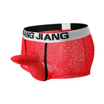 2 Pack Men's Ice Silk Lace Solid Sexy Trunks