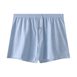 3 Pack Men's Cotton Breathable Striped Button Fly Loose Fit Home Shorts