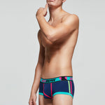 2 Pack Men's Cotton Sport Trunks with U-Pouch & Color-Block Design