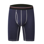 2 Pack Men's Long High Waist Cotton Sports Anti-friction Leg Boxer Briefs