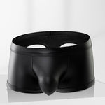 2-pack Men's Leather Hollow Hip-revealing Large Pouch Boxer Briefs