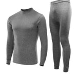 Men's Pure Cotton Mid-Neck Thin Base-Layer Seamless Comfort Thermal Sets