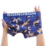 4 Pack Men's Breathable Printed Comfy Waistband Stretch Trunks