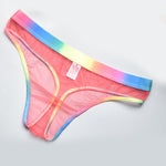 3-pack Men's Rainbow Trim Sheer Mesh Thong