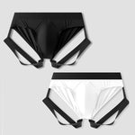 2 Pack Men's Sexy Briefs with Elastic Leg Straps and Contoured Pouch
