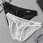 2 Pack Men's Thin Ice Silk Face Mask Fabric U-Convex Sexy Semi-Transparent Bikini