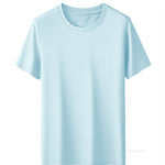 Modal Summer Short Sleeve T-Shirt Men Crew Neck Solid Color Casual Underwear Mens Clothing