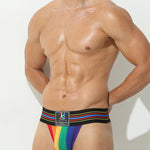 2 Pack Men's Sexy Rainbow Stretchy Breathable Soft U-Convex Pouch Bikini