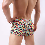 Men's Printed Skinny Swim Trunks With Drawstring