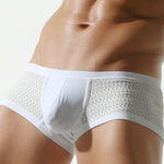 2 Pack Men's Sexy Semi-Sheer Lace Mesh Trunks with Contoured U-Pouch