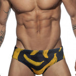 Men's Banana Print Swim Briefs with Removable Pad