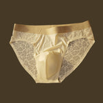 3 Pack Men's Ice Silk 10A Cooling Camellia Satin Lace Briefs