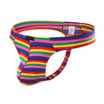 3 Pack Men's Low Rise Breathable Rainbow Sports Striped Thongs
