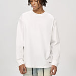 Men's Vintage Soft Pure Cotton Long Sleeve Oversized Relaxed-Fit Loungewear Tops
