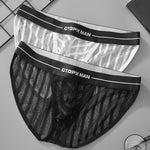 2 Pack Men's Sheer Mesh Low-Rise Breathable Briefs
