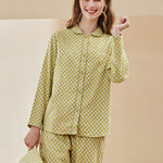 Woven Yarn-dyed Checkerboard Couple Cotton Comfortable Pajama Sets