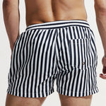 Men's Stripe Drawstring Swim Board Shorts