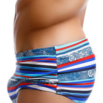 Men's Striped Trunk Square Leg Swimsuit