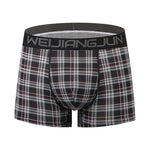 2 Pack Men's Grid Print Breathable Antibacterial Soft Cotton Trunks