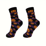 5 Pack Skull Pumpkin Cartoon Print Casual Crew Socks