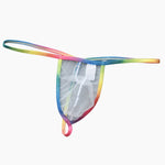 3 Pack Men's Sexy Mesh Strings with Rainbow Waistband
