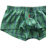 2 Pack Men's Cotton Plaid Boxers with 3D U-Pouch and Button Fly