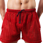 2 Pack Men's Mesh See-Through Shorts with Drawstring Waist