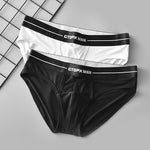 2 Pack Men's Low-Rise U-Shaped Solid Color Ultra-Soft Support Briefs