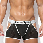 2 Pack Men's Low-Rise Side Vent & Cut-Out Design Breathable Mesh Trunks