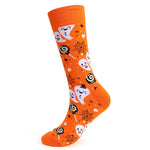 4 Pairs Pumpkin Personality Skeleton Cartoon Trendy Cotton Crew Socks