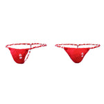 4 Pack Men's Low Rise Sexy Letter Embroidery Lace-Up Thongs