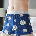 2 Pack Men's Pure Cotton Shape-Retaining Trendy Prints Mid-Rise Boxers Shorts