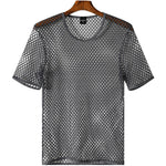 Men's Fishnet Hollow Out Breathable High Elastic Activewear Tops