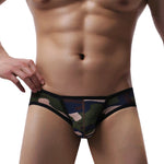 Men’s Sexy Camo Print Mesh Bikini
