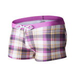 Men's Drawstring Plaid Swim Shorts With Pockets