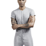 Men’s Button-Front One-Piece Romper – Soft, Stretchy & Comfortable Fit