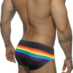 Men's Colorful Striped Stretch Fit Comfy Waistband Swim Briefs