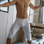 Men's Ice Silk Mesh Mid-Rise Quick-Dry for Sports & Casual Activewear Tights