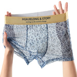 4 Pack Men's Seamless Comfort No-Roll & Breathable Leopard Print Trunks
