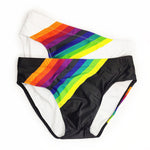 Men’s Rainbow Stripes Swim Briefs with Removable Pad