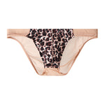 3 Pack Men's Leopard Print Sexy Low-Rise U-Pouch Design Breathable Comfort Bikini
